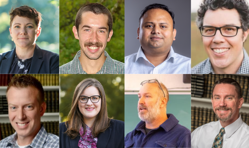 Collage of professor headshots.