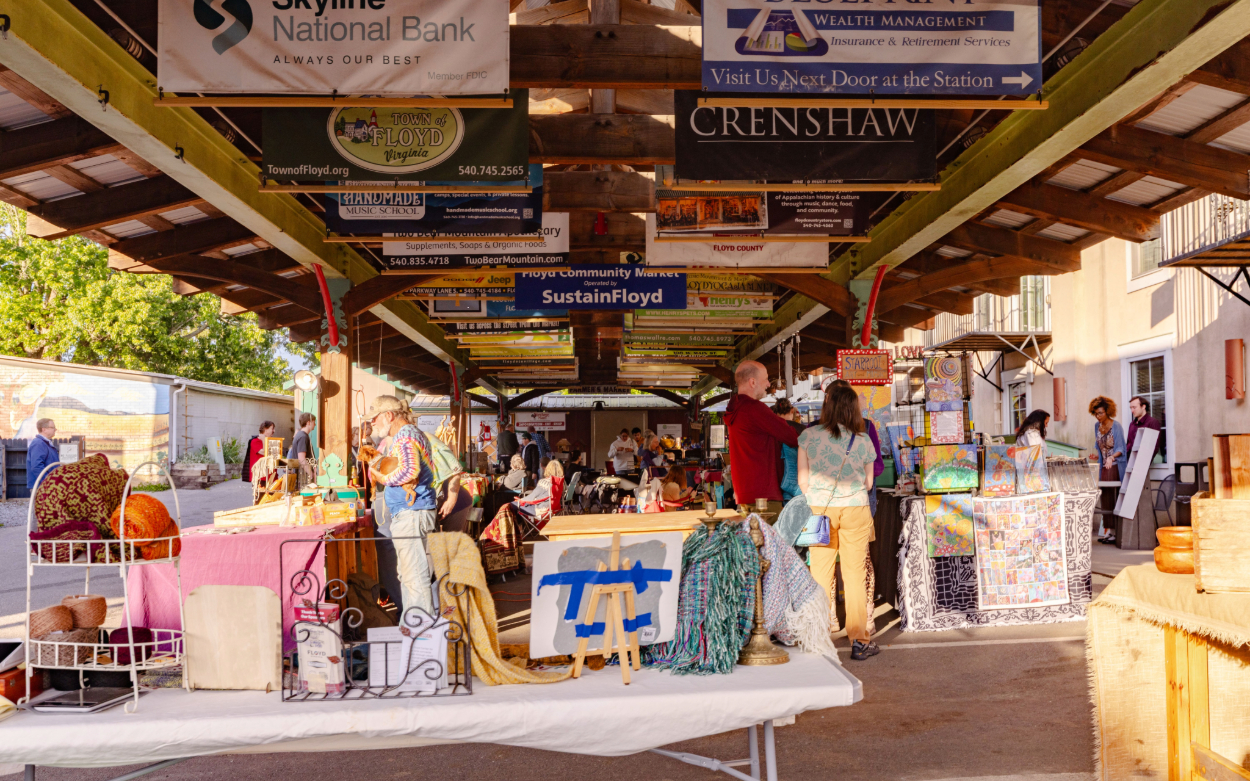 Several vendors set up to sell handcrafted goods in Floyd, Va. 