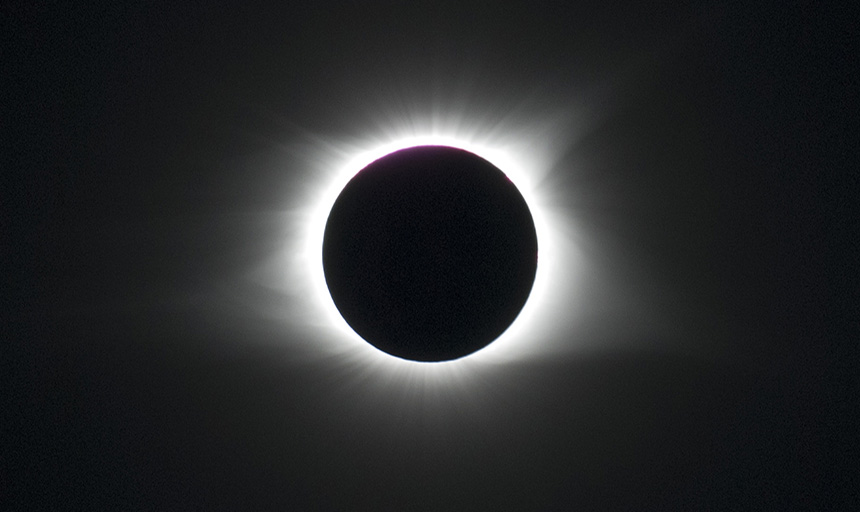 The total solar eclipse, photographed by David Matheny '17, at the Great Smoky Mountains National Park.