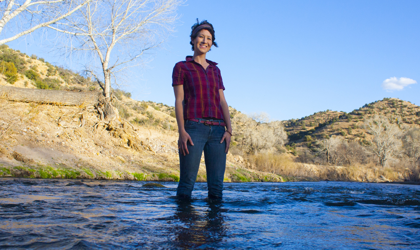 Claire catlett standing in a river