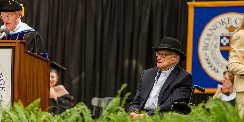 Don Sutton on stage at commencement 2019