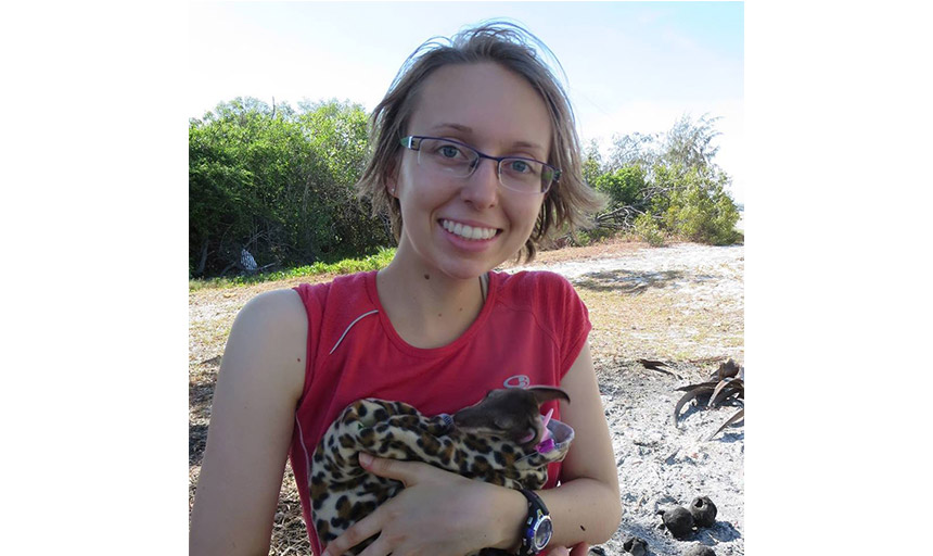 Emily Edmunds with a baby wallaby