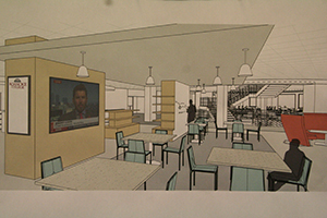 sketch of new cafe area in the library