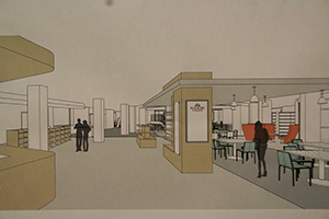 sketch of new lobby of the library