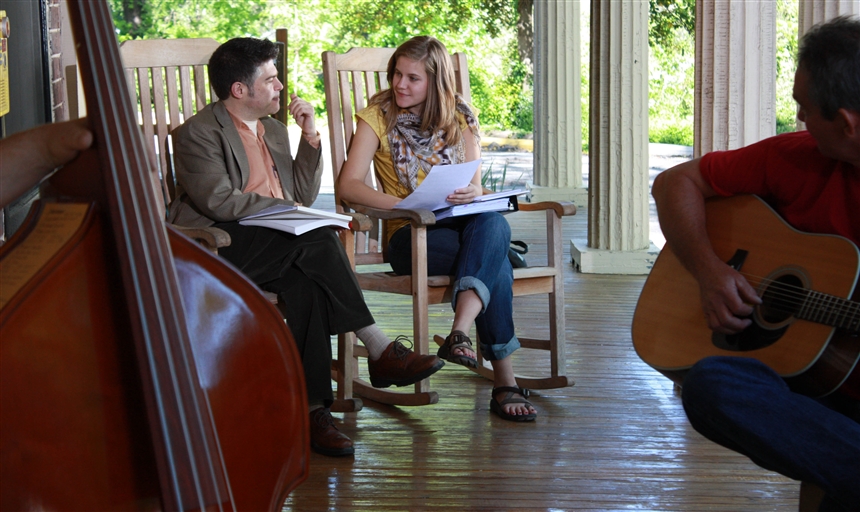 Dr. Marsh talks with a student