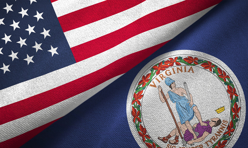 Image of USA Flag and Virginia flag