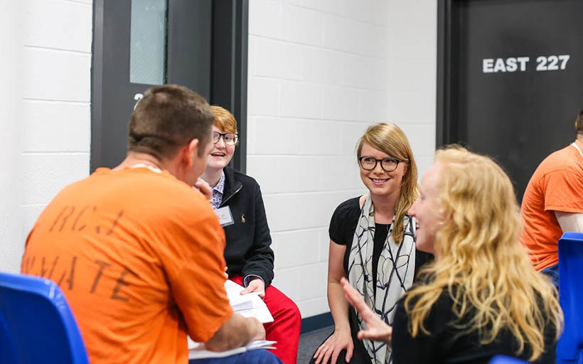 Dr. Ball teaching a class for the Inside Out classroom