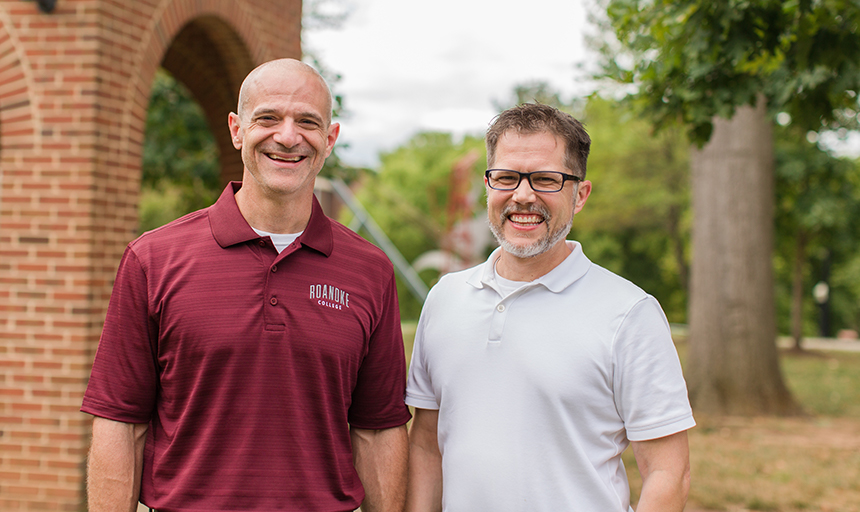 Dr. Fleenor and Dr. Rearick on campus