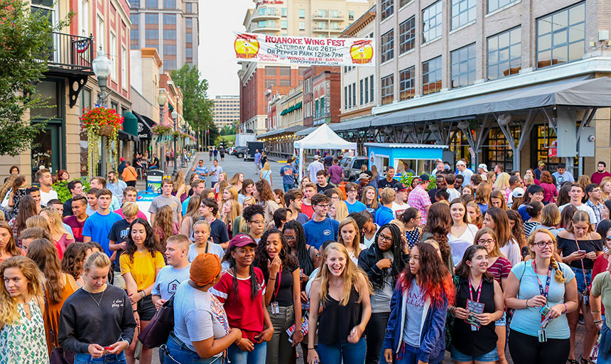 Students at the Center in the Square in Downtown Roanoke