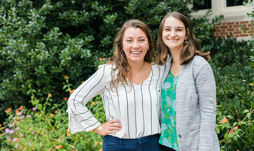 Natalie Whitney and Emily Spangler on campus