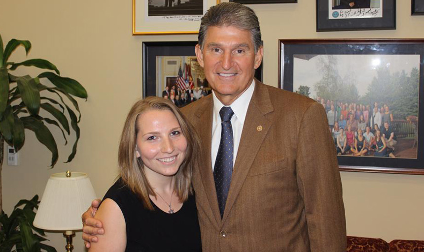 Zahava Urecki stands with Senator Joe Manchin of WV