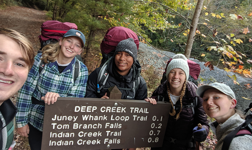 Students at the trailhead