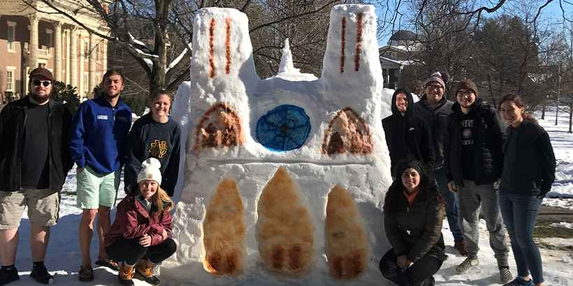 Notre Dame made out of snow.