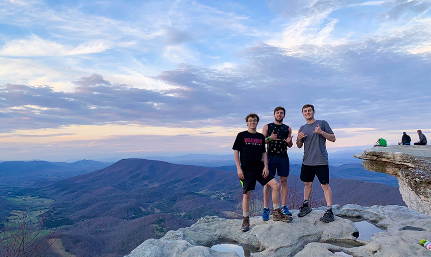 Students on top of Mcafee Knob