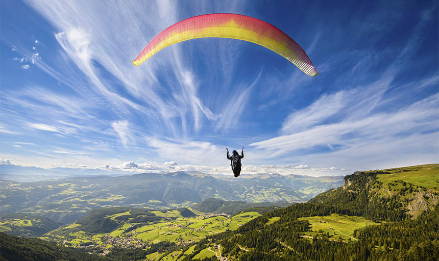 A person parasailing