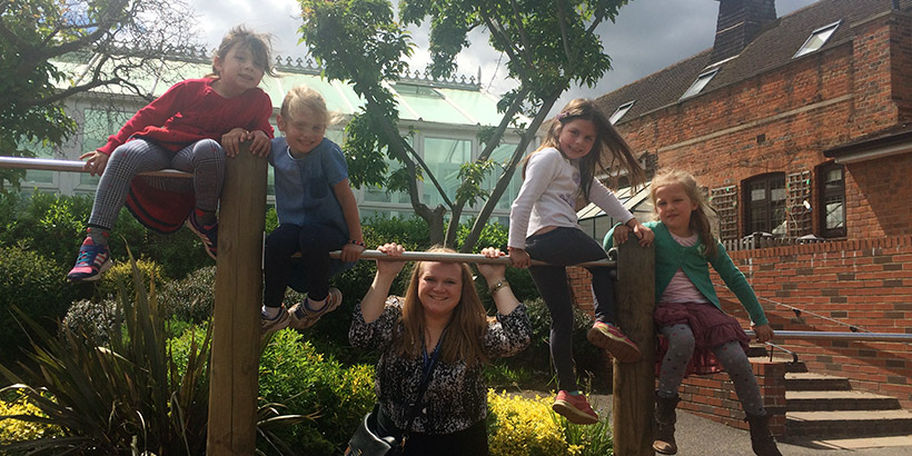 Student with kindergarten class in England