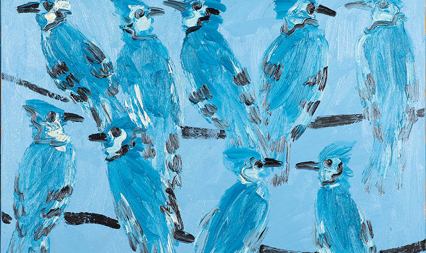 painting of blue jays