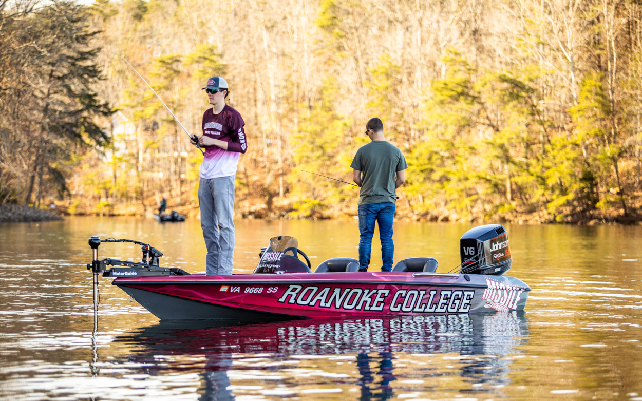 Students on a boat fishing