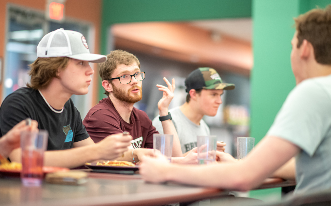 People in commons eating 