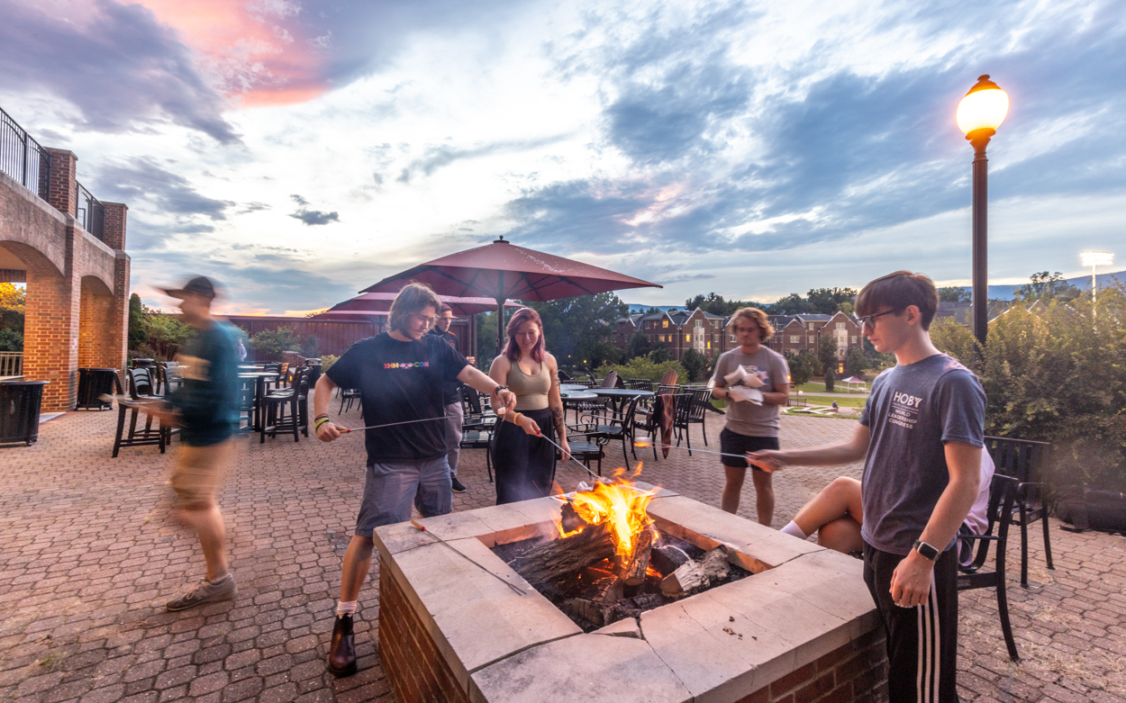 Students making s'mores