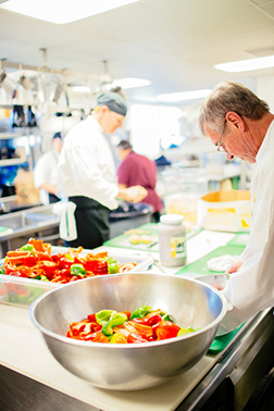 Kitchen staff preparing food