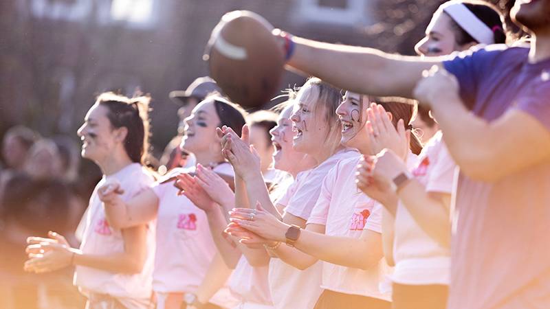 students playing flag football