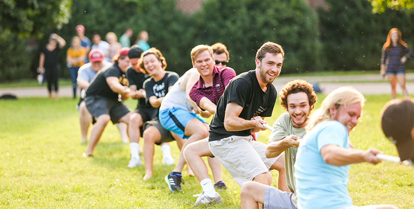 Students playing a game during Greek Week