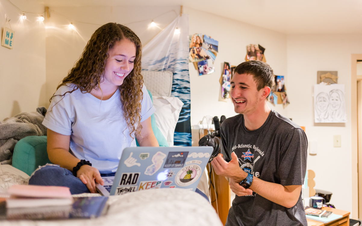 Students hanging out in the dorm