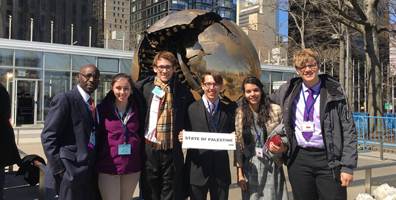 Model UN posing for a picture at NMUN