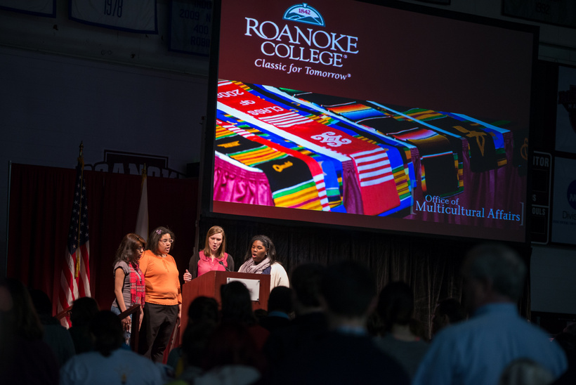 Students giving a presentation for the office of multicultural affairs