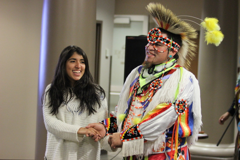 Students participating in a cultural event