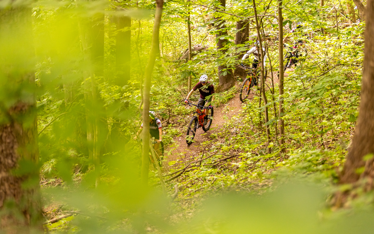 students mountain biking at Green Hill Park