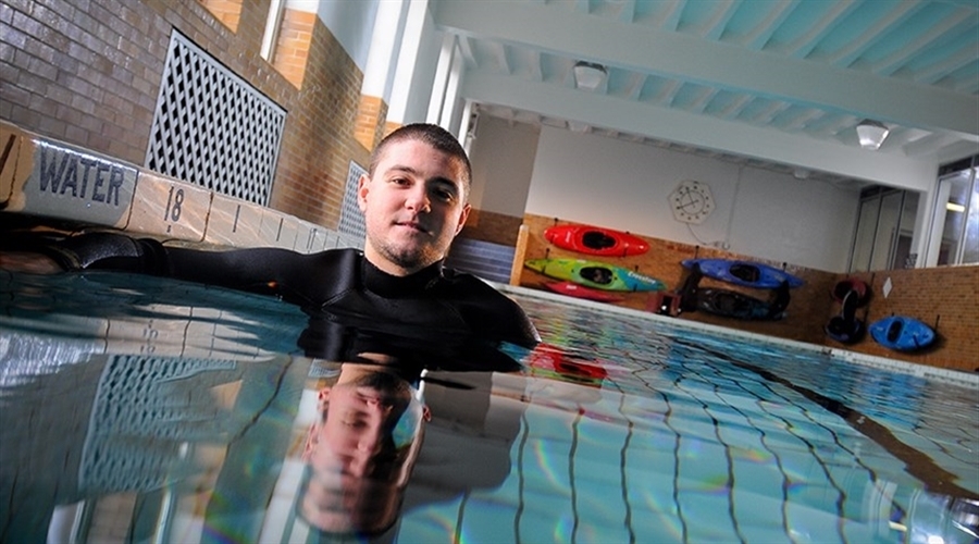 Male student in the pool