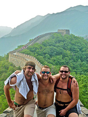 Students on the great wall of china