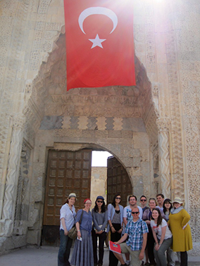 A group of students in Turkey with their professor