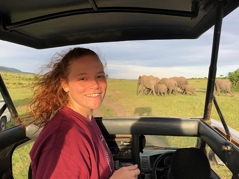 Student on a safari in Kenya