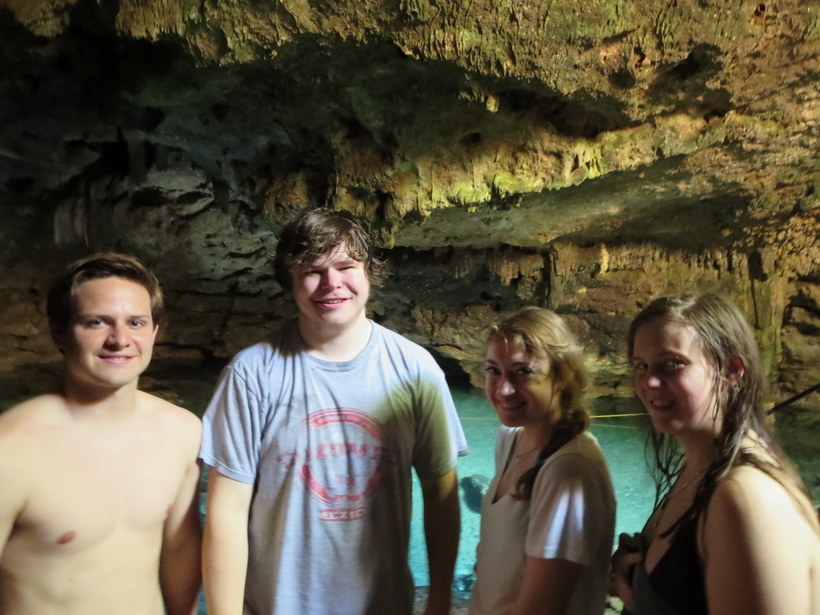 Students at a natural pool