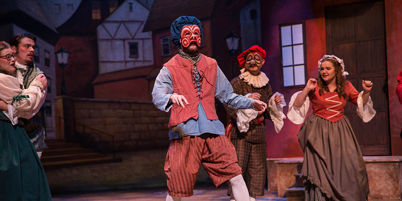 Students acting in The Trickeries of Scapin