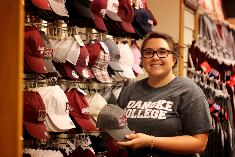 Student working in the bookstore