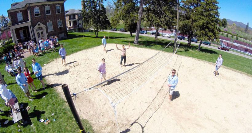 Volleyball game on the volleyball court of Elizabeth Campus.