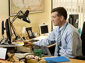 Chris Turnbull working at computer