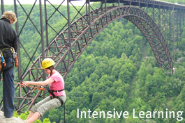 Student rappelling