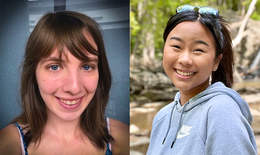 Two students smiling