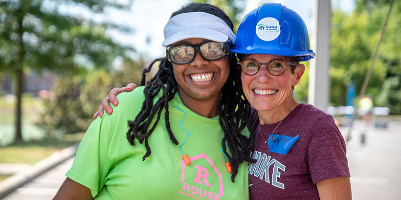 Homeowner Sirena Perry and Kelly Shushok during construction of 2022 R House