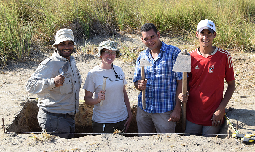 Dr. Warden with her archeology team