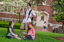 Students talking on the quad