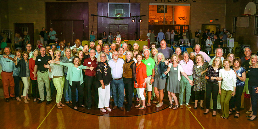 Photo of those in attendance of the Celebrate Good Times decade dance