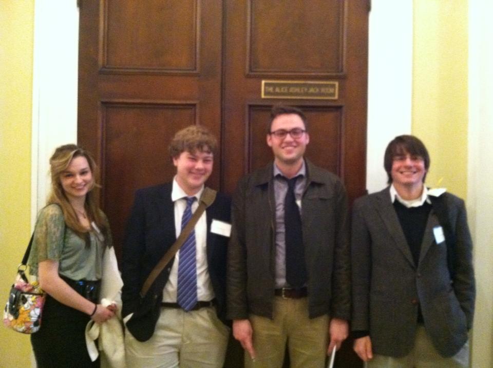 Ethics Bowl Team 2012-2013 (from left to right:  Tiara Mehic, Andrew Miles, Jonathan Wright, Steve Chovanec)