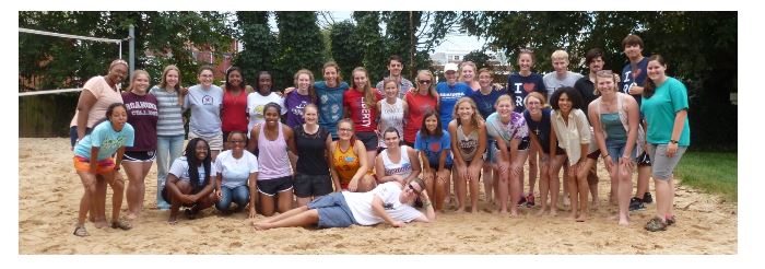 Intervarsity students at volleyball court