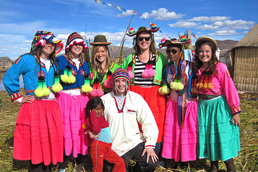 students in Peru in traditional garb